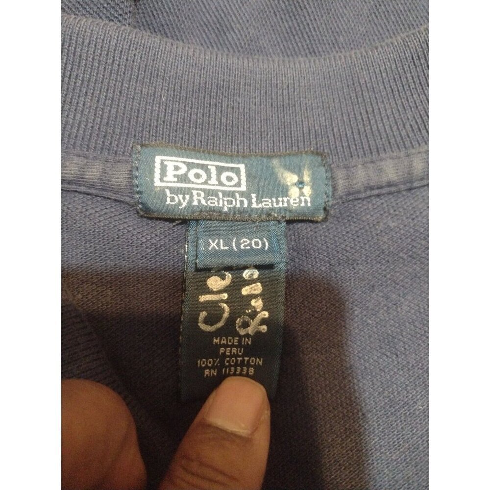POLO RALPH LAUREN Navy Blue RLPC 1967 Polo Shirt 100% Cotton Boys Size XL (20) - Picture 7 of 10